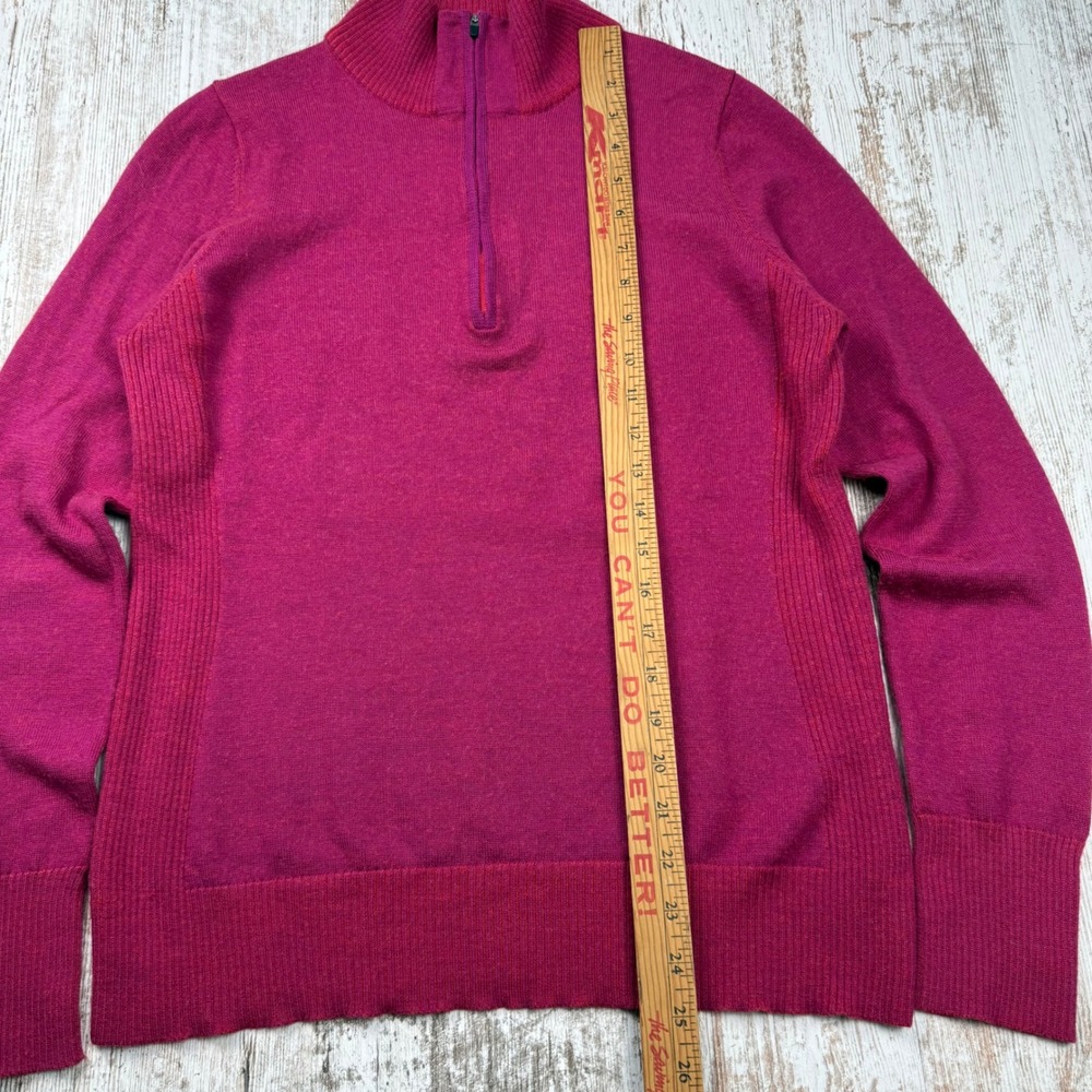 Patagonia Womens Magenta Pink 100% Merino Wool Quarter Zip Sweater Base Layer L - Picture 5 of 8
